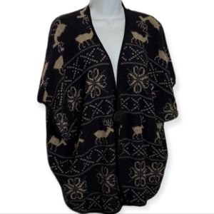 Forever 21 Winter Scene One Button Closure Cardigan